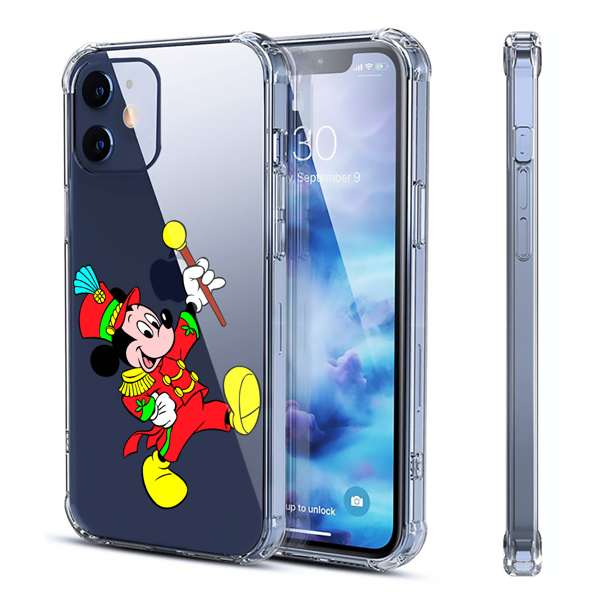 （画像用） ミッキーマウス Mickey Mouse 【iPhone 12シリーズ対応】透明スマホケース（クリアソフトケース）